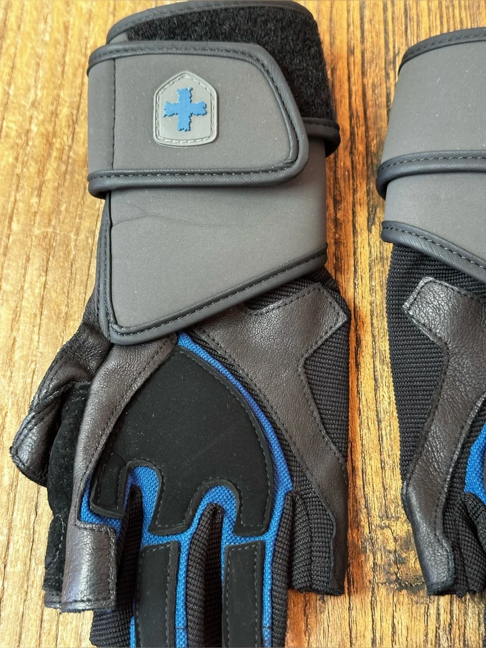 Harbinger Women's Half-Finger Fitness Gloves with Wrist Wraps - Black & Blue